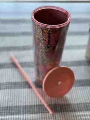 Starbucks 2020 Valentines Pink Glitter Heart Flowers 24oz Tumbler Gold Venti - Sold on eBay Aug 30, 2021 for $60.00