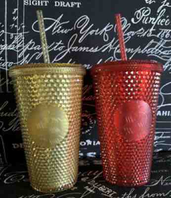 Starbucks EU/UK Christmas 2020 Grande Red & Gold Studded Cold Cups, Ship From US - Sold on eBay Jun 18, 2021 for $99.99