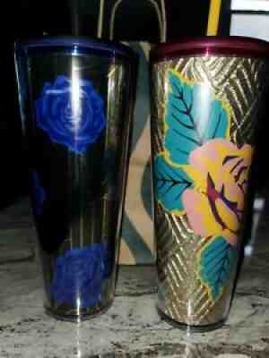 Starbucks Venti GOLD quilted rose And Blue Rose Fall Tumblers 2020 - Sold on eBay Jul 07, 2021 for $80.00