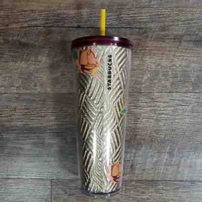 Starbucks Gold Quilted Rose Venti 24oz Cold Cup Tumbler Fall 2020 - Sold on eBay Aug 17, 2021 for $30.00