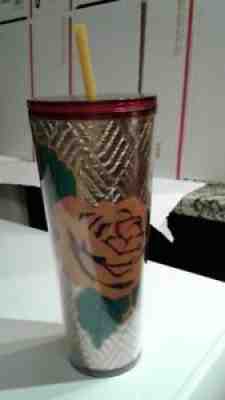 NEW Starbucks FALL 2020 Gold Quilt & Roses Tumbler Venti 24oz Acrylic Cold Cup - Sold on eBay Aug 05, 2021 for $29.95