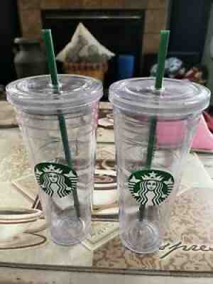 Starbucks 2012 Venti Acrylic Wall 20 oz. Cold Tumbler With Straw Lot Of 2 - Sold on eBay Jul 07, 2021 for $28.00