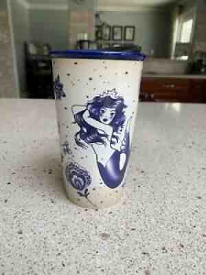 Starbucks ceramic travel tumbler 2016 Mermaid tattoo blue - Sold on eBay Aug 14, 2021 for $50.00
