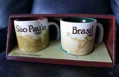 Starbucks Brasil Sao Paulo Set of Two Demitasse 3 oz Espresso Mugs Cups Brazil - Sold on eBay Jul 17, 2021 for $32.99