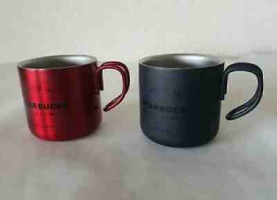 Starbucks SET of 2 Espresso Coffee Cups Stainless Steel 3oz RED & BLACK - Sold on eBay Aug 11, 2021 for $24.99