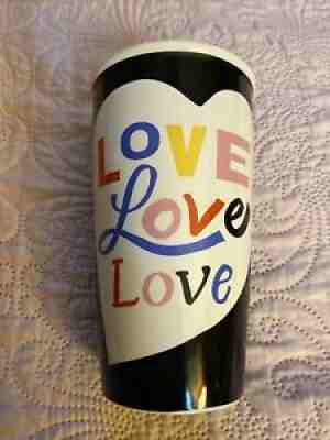 Love STARBUCKS Travel Tumbler 12oz Black Ceramic Heart Valentine Coffee Mug &Lid - Sold on eBay Jun 18, 2021 for $7.00