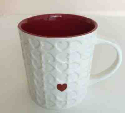 Starbucks 2007 Valentine's Day White Embossed Coffee Mug Single Red Heart 16 oz. - Sold on eBay Aug 23, 2021 for $12.99