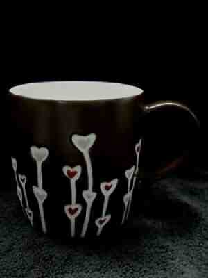 Starbucks 14oz Mug Coffee Cup Hearts 2009 Brown Red Pink Flower Stems - Sold on eBay Jul 02, 2021 for $16.99
