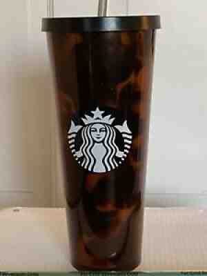 Starbucks Tortoise Shell Mocha Venti Tumbler Black Brown Straw RARE 24 Oz 2019 - Sold on eBay Sep 03, 2021 for $35.00