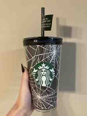 Starbucks Halloween Black and White Spider Web Glow in the Dark Tumbler - Sold on eBay Sep 14, 2021 for $41.00