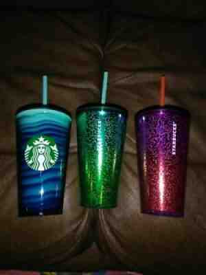 Starbucks 2021 Red, green Effervescent Bubble / green ombre16oz Tumbler lot (3) - Sold on eBay Jul 25, 2021 for $40.00
