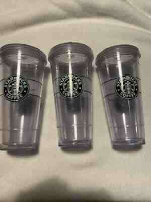 3 STARBUCKS Grande Insulated Travel Tumbler 20 OZ Double Wall Acrylic Cold Cup - Sold on eBay Aug 18, 2021 for $8.39