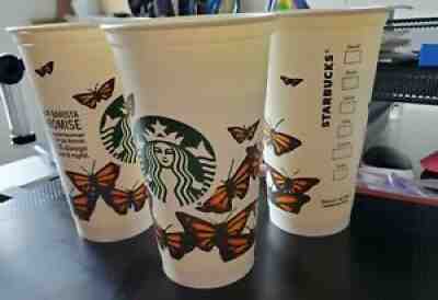 3 Starbucks 2015 Fall Butterflies Reusable White Cup 16oz-No Lids - Sold on eBay Sep 14, 2021 for $6.50