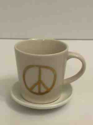 Starbucks 2015 Gold Peace Symbol Mini Espresso Cappuccino Cup Mug 3 Oz 2 in tall - Sold on eBay Jul 28, 2021 for $11.00