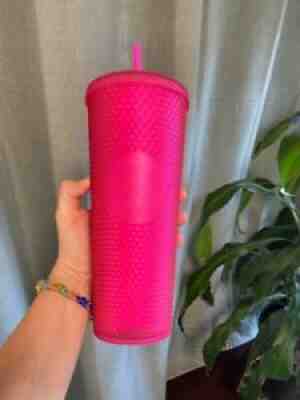 Starbucks 2021 China 24oz Barbie pink Matte Studded Tumbler Straw Cup - Sold on eBay Sep 06, 2021 for $46.00