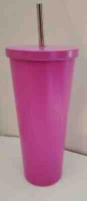 NEW STARBUCKS TUMBLER PINK MAGENTA MATTE 24 OZ VENTI STAINLESS STEEL STRAW 2015 - Sold on eBay Sep 12, 2021 for $50.00