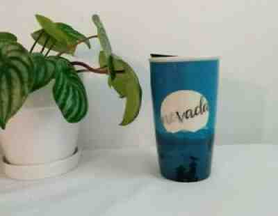 Starbucks Nevada Ceramic Travel Mug Night Sky Desert Silver Script 12oz Blues - Sold on eBay Sep 10, 2021 for $8.00