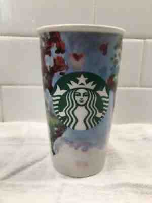 2015 Starbucks coffee springtime floral ceramic travel mug tumbler w/o Lid - Sold on eBay Jul 01, 2021 for $9.50