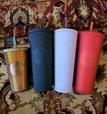 Starbucks 50th Anniversary Gold Honeycomb Tumbler Cup Limited Edition Lot of 4