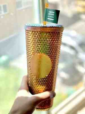Starbucks Gold Copper 50th Anniversary Studded Cup Tumbler 24 oz Limited Edition - Sold on eBay Jul 12, 2021 for $40.00