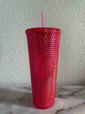 STARBUCKS Neon Hot Pink Studded Travel Tumbler 2019 HOLIDAY COLD CUP Venti 24oz - Sold on eBay Jul 25, 2021 for $47.00