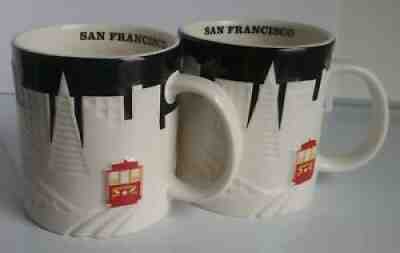 Pair Starbucks Mugs San Francisco Embossed Red Cable CarÂ  - Sold on eBay Aug 18, 2021 for $39.99