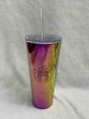 Starbucks RARE Iridescent Purple Rainbow Oil Slick Stainless Steel Tumbler - Sold on eBay Jul 14, 2021 for $55.00