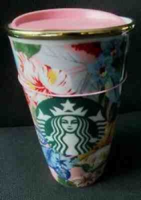 2018 Starbucks Ban.do **BANDO** Double Wall MUG FLORAL Trave l12 0Z with sku - Sold on eBay Jul 12, 2021 for $88.00