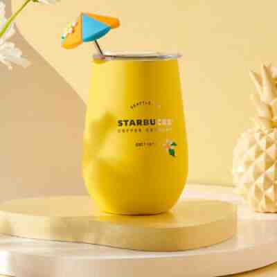 New 2021 China Starbucks Yellow Pineapple Vacation Bear Muddler SS 12oz Desk Cup - Sold on eBay Sep 05, 2021 for $75.99