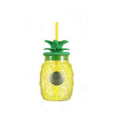 Starbucks Summer Fun Jungle Pineapple Shaped Glass Straw Cup Cartoon Cute Cup - Sold on eBay Aug 31, 2021 for $56.99