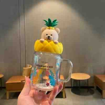 Starbucks 2021 summer 525ml pineapple bear glass mason coffee cup water cup New - Sold on eBay Sep 08, 2021 for $49.99
