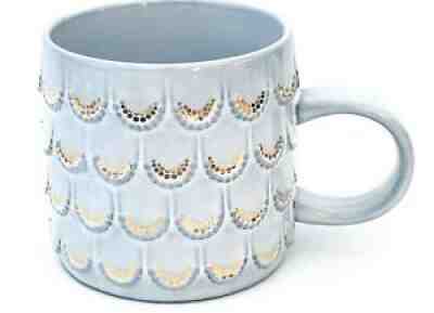 Starbucks Coffee Mug Anniversary Embossed Mermaid Fish Scales Scalloped 3 3/8" - Sold on eBay Aug 01, 2021 for $5.76