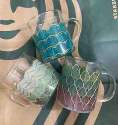 3 styles Starbucks Fish Scale Glass Cup w/ Fish Tail stirring rod Coffee Mug New - Sold on eBay Jul 08, 2021 for $27.00