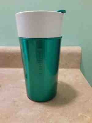 Starbucks Coffee 2015 Green Travel Tumbler Stainless Steel White Ceramic 12 Oz - Sold on eBay Aug 08, 2021 for $6.96