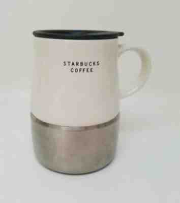 Starbucks Coffee Mug Stainless Bottom 14oz 2004 White Ceramic Metal Cup - Sold on eBay Sep 12, 2021 for $9.95