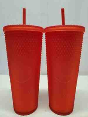 2 Starbucks Valentines 2021 Matte Red Studded Soft Touch Tumbler 24 oz Cup - Sold on eBay Jun 21, 2021 for $49.99