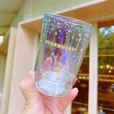 2021 NEW Starbucks Dazzle Colorful Laser Star Wine Cup Double Glass Mugs Tumbler - Sold on eBay Jun 17, 2021 for $23.99