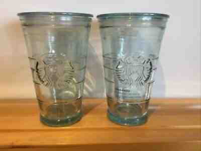 TWO Starbucks Recycled Glass Cold Cup Tumblers 16oz Mug Made In Spain Lids Lot - Sold on eBay Jun 17, 2021 for $35.00