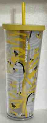 STARBUCKS 24 Oz. Acrylic VENTI Cold Cup Tumbler YELLOW BLACK GRAY ZEBRA Rare - Sold on eBay Jul 10, 2021 for $107.50