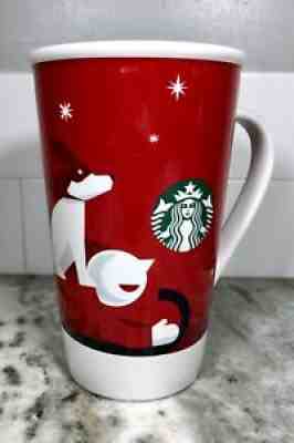 Starbucks Holiday 2011 mug coffee cup 16 oz Christmas Red Sledding Dog/Child - Sold on eBay Aug 27, 2021 for $20.00