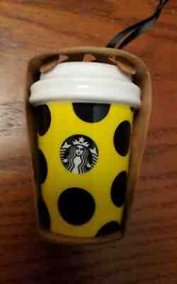 Starbucks Christmas Ornament 2015 Citron Dot Yellow Black Ceramic Tumbler New - Sold on eBay Aug 22, 2021 for $11.99