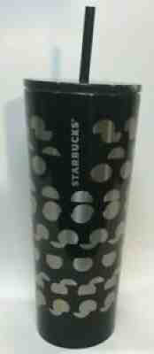 STARBUCKS Cold Cup Black Silver Polka Dot Stainless Steel Tumbler 24oz - Sold on eBay Aug 20, 2021 for $9.99