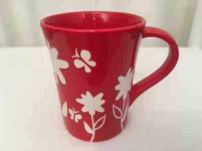 Starbucks 2007 Red w/White Flowers & Butterflies Ceramic 12 oz. Coffee Cup / Mug - Sold on eBay Aug 25, 2021 for $22.88