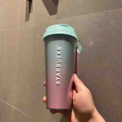 Starbucks 2021 China Summer Pink Green Gradient 15oz Plastic Tumbler & Keyring!! - Sold on eBay Sep 12, 2021 for $36.00