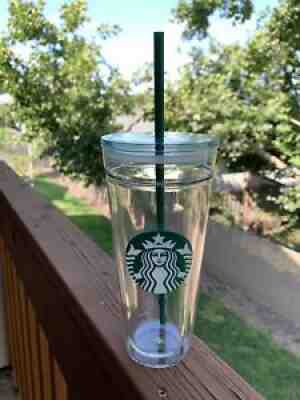 Starbucks 20 oz Double Walled Glass Tumbler plastic lid 2016 Made In Taiwan - Sold on eBay Aug 15, 2021 for $51.00