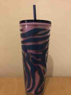 Starbucks Summer 2021 Pink and Blue Zebra Print Venti 24oz Acrylic Tumbler - Sold on eBay Jun 23, 2021 for $29.00