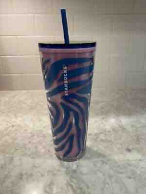 Starbucks Summer 2 2021 Pink and Blue Zebra Print Venti 24oz Acrylic Tumbler â¤ï¸ - Sold on eBay Jun 19, 2021 for $30.00