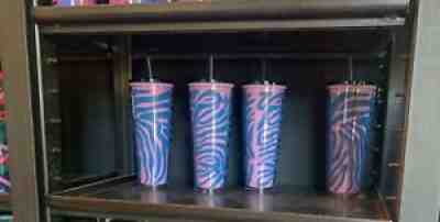 Starbucks Summer 2021 Pink Purple and Blue Zebra Print Venti 24oz Venti Tumbler - Sold on eBay Jul 05, 2021 for $36.00
