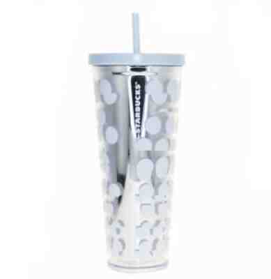 Starbucks White Crystal Blue Polka Dot Print Acrylic Cold Cup 24 oz Tumbler - Sold on eBay Aug 28, 2021 for $48.74