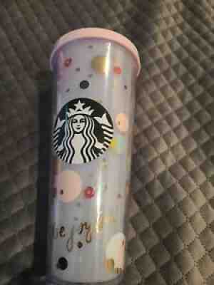Starbucks Be Joyful Tumbler Cold Cup 24 oz Venti Polka Dot With Lid - Sold on eBay Aug 28, 2021 for $19.99